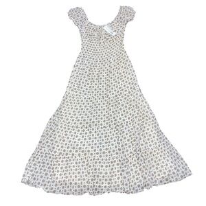 BDG Urban Outfitters Beige Brown Peasant Maxi Dress Smocked NWT Medium Floral